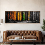 Golden Forest, Tall Trees, Canvas Print, Fall Wall Art, Nature Home Decor, Minimalist Forest Painting, Modern Living Room Artwork
