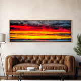 Fiery Sunset, Dramatic Sky, Framed Canvas Print, Ocean Horizon, Vibrant Home Decor, Contemporary Sunset Art, Bedroom Wall Art