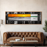 Modern Sunset Art, Abstract Ocean Painting, Rustic Wood Print, Warm Color Wall Decor, Coastal Landscape Canvas Print, Framed Canvas Print