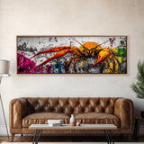 Abstract Crab Art, Coastal Marine Painting, Bold Ocean Life Wall Decor, Nautical Beach House Art, Vibrant Wildlife Print, Framed Canvas Print