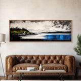 Dramatic Seascape Art, Black and White Ocean Painting, Moody Landscape Print, Nautical Wall Decor, Modern Home Art, Framed Canvas Print