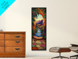 Tropical Archway, Retreat Painting, Framed Canvas Print, vibrant Mediterranean garden, doorway wall art, boho home décor, living room