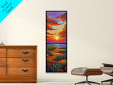 Sunset Field, Desert Painting, Framed Canvas Print, colorful desert horizon landscape wall art, autumn tones, boho entryway accent