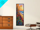 Grass Ocean, Sunset Breeze, Lush coastal grassscape Canvas Print, warm sunset beach art, spa or reading nook boho wall decor