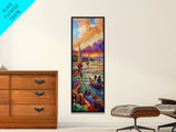 Boats Sunset, Romance Adventure, Canvas Print vibrant sailboats at sunset painting, romantic couple art, nautical wall decor, boho accent