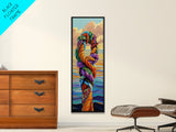 Nautical Rope, Abstract Art – Framed Canvas Print modern coastal wall art, vibrant marine themed decor, nautical nursery wall art, ocean painting