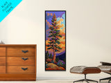 Tree, Mountain, Sunset, Forest, Canvas Print, magical forest tree painting, vibrant mountain sunset wall art, whimsical boho nature decor