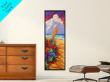 Ocean, Sand, Florals, Bold, Framed Canvas Print vibrant beach floral wall art coastal boho painting living room decor tropical gift idea