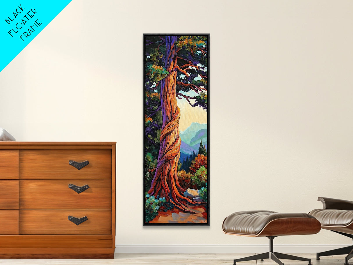 Whimsical, Tree, Forest, Nature, Framed Canvas Print, Autumn tree art in impressionist style, perfect Living Room Wall Art or Fall Decor