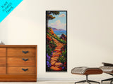 Ocean Cliff, Coastal Path, Seaside Trail Landscape Art, Bright Boho Nature Vibes, Relaxing Scenic Decor, Canvas Print