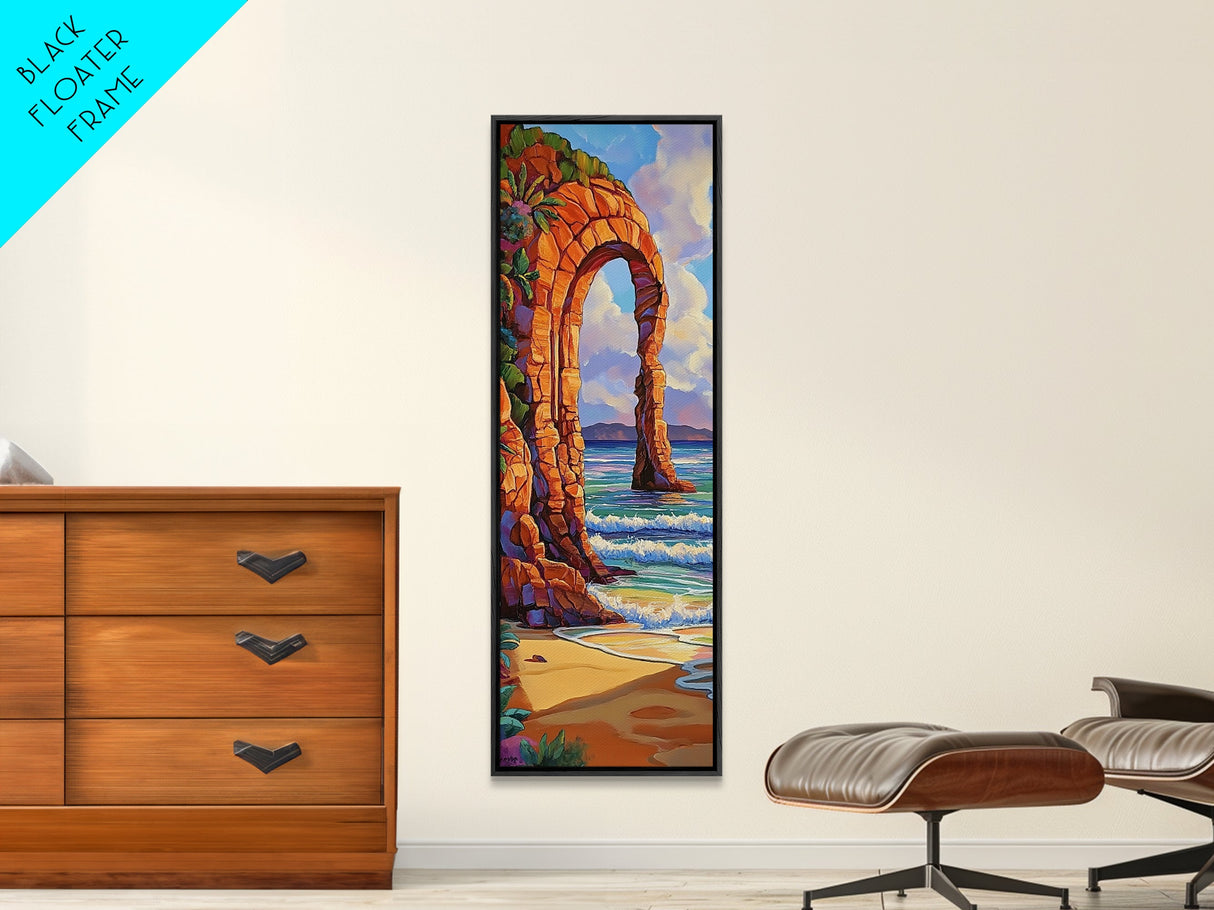 Ocean Arch, Coastal Vibes, Nature Escape, Canvas Print, Coastal wall art beach scene, vibrant seascape painting, boho bedroom decor
