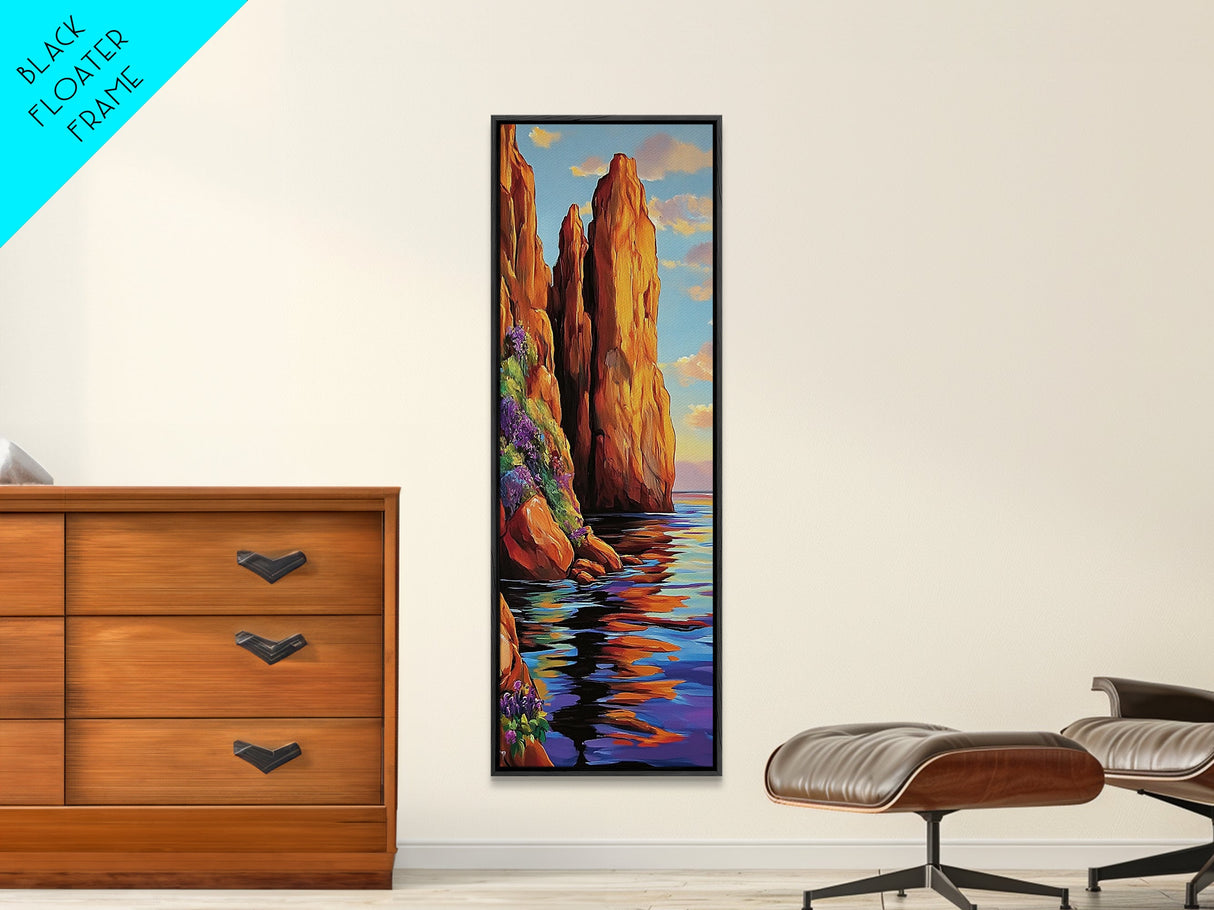 Cliffs, Ocean, Sunset, Majestic Seaside Rock Canvas Print, Bold Coastal Wall Art, Nature Lover Decor, Living Room or Office Art