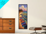 Tropical Beach, Sunset, Color Waves Canvas Print, Vibrant Ocean Art, Coastal Kitchen Wall Decor, Bohemian Island Landscape