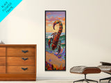 Scorpion Ocean, Sunset, Framed Canvas Print, Bold Coastal Wall Art, Beach Bedroom Decor, Vibrant Nautical Style, Surreal Animal Artwork