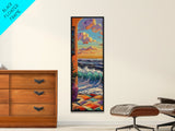 Waves Archway, Ocean, Framed Canvas Print, Coastal Wall Art, Colorful Boho Living Room Decor, Mediterranean Beach Home Accent Piece