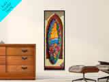 Surfboard Flower, Ocean, Framed Canvas Print, Tropical Beach Wall Art, Boho Coastal Decor, Colorful Surfboard Painting, Bedroom Art