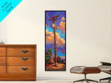 Telephone Pole, Sunset, Framed Canvas Print, Urban Wall Art, Southwest Landscape Decor, Colorful Street Scene, Eclectic Room Accent