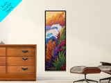 Colorful Wave, Ocean Sunset, Coastal Wall Decor, Framed Canvas Print, Vibrant Seascape Art, Beach House Accent, Boho Living Room Art