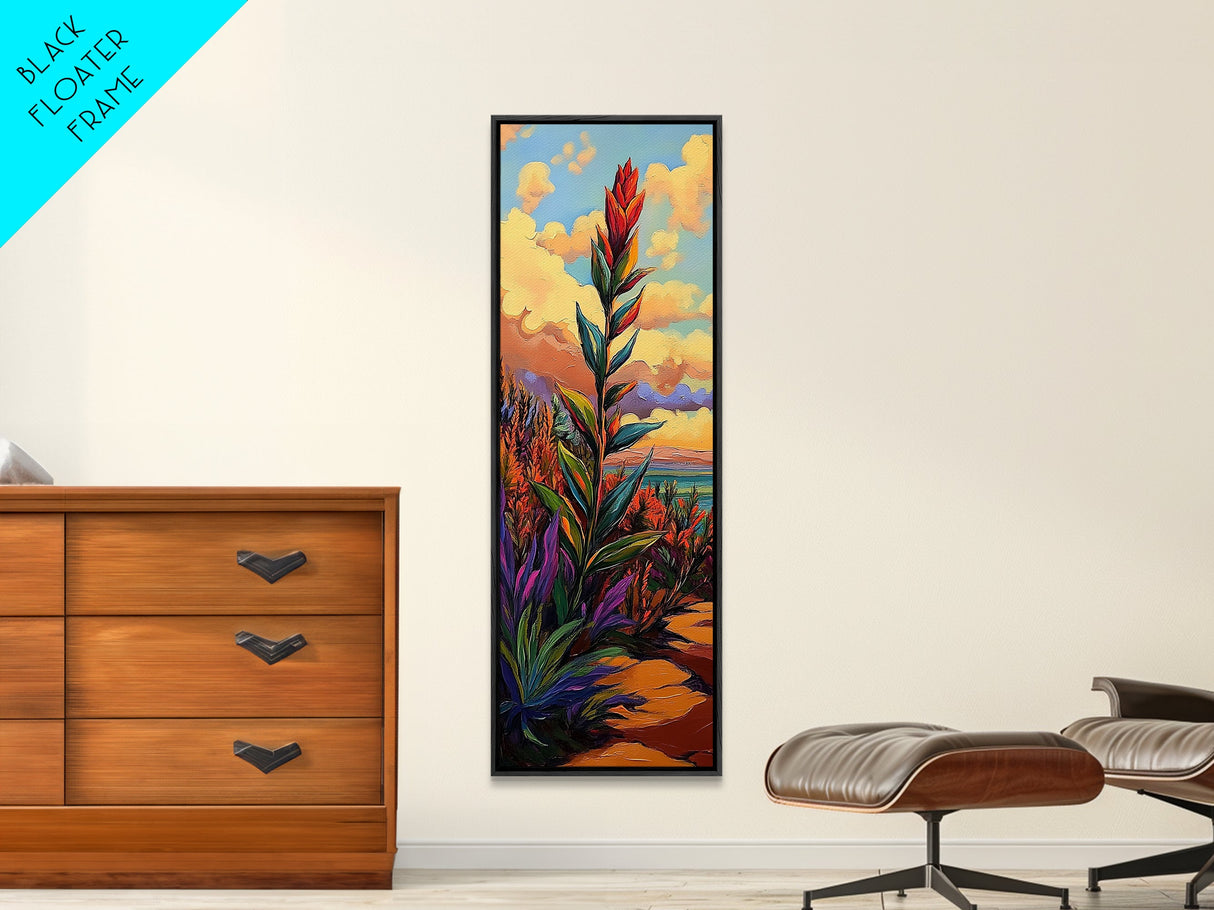 Plant Sunset, Southwest, Desert, Canvas Print, Boho Living Room Decor, Colorful Botanical Wall Art, Desert Vibes, Earthy Tones Painting