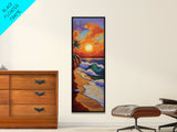 Sunset Beach, Waves, Tropical - Canvas Print, vibrant coastal sunset art, island boho decor, beach house or living room wall statement piece