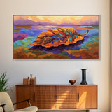 Leaf Autumn, Abstract, Abstract multicolor leaf on vibrant landscape background, Framed Canvas Print, Fall seasonal art, leaf print
