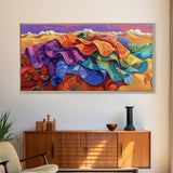 Blanket Desert, Colorful, Framed Canvas Print, Vibrant Serape Blanket Art, Southwestern Boho Wall Decor, Fall Entryway Art