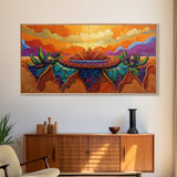 Sunrise Desert, Bloom, Canvas Print, Vibrant desert sunrise painting, boho southwestern art, Bedroom Wall Art, botanical decor