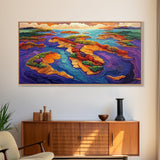Sunset Island, Vibes, Tropical, Canvas Print, coastal landscape wall art, tropical home decor, beach house art, colorful ocean print