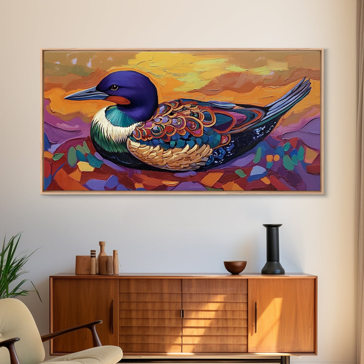 Vibrant Bird, Nature, Painting, Framed Canvas Print wildlife lover gift, boho bird wall art, hallway decor, tropical kitchen wall art