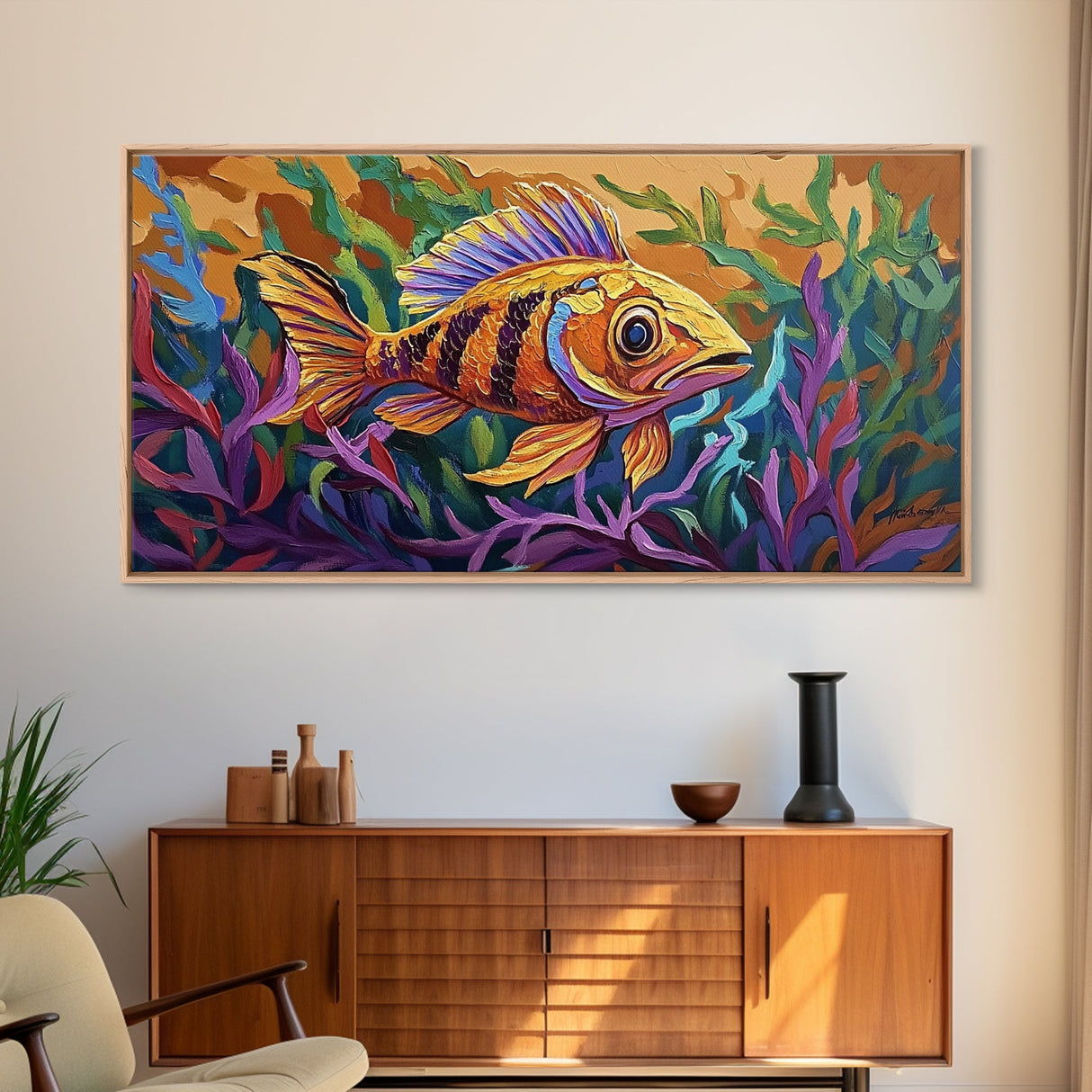 Fish Ocean, Bold, Art, Canvas Print, vibrant tropical fish, Bathroom Wall Art, nautical ocean art, kids beach decor, coastal painting