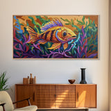 Fish Ocean, Bold, Art, Canvas Print, vibrant tropical fish, Bathroom Wall Art, nautical ocean art, kids beach decor, coastal painting