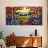 Forest Fall, Colorful, Leaves, Framed Canvas Print bold woodland foliage design, vibrant autumn landscape art, hallway wall accent