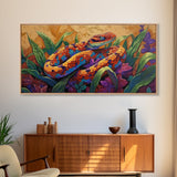 Colorful Snake, Nature, Framed Canvas Print, Jungle Reptile Wall Art, Tropical Home Decor, Bold Wildlife Art, Bedroom Accent, Boho Style