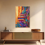 Canyon Path, Vibrant, Nature, Canvas Print bold textured painting, desert botanical wall decor, hallway art, southwest boho jungle print