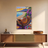 Saddle Sunset, Coastal, Rustic, Framed Canvas Print, Coastal Wall Art, Western Sunset Decor, Rustic Summer Vibes, Living Room Boho Artwork