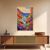 Wild Coast, Ocean Energy, Bold Waves, Colorful Rocks, Canvas Print, Eclectic Wall Art, Coastal Retreat Decor, Psychedelic Ocean Art