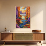 Canyon River, Twilight Calm, Desert Sunset, Flowing Stillness, Canvas Print, Nature Wall Art, Southwest Style, Peaceful Bedroom Decor
