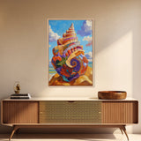Seashell Swirl, Nautical Shell, Coastal Colors, Beach Dreams, Framed Canvas Print, beach house decor, shell wall art, ocean lover gift