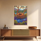 Eagle Nest, Forest, Lake, Canvas Print, rustic wildlife art, bald eagle decor, nature lodge wall art, cozy cabin Living Room theme