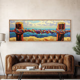 Nautical Rope Painting, Coastal Wall Decor, Canvas Print, Colorful Ocean View, Rustic Beach House Art, Nautical Bathroom Accent