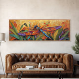 Vibrant Dragonfly, Nature Wall Art, Autumn Decor, Boho Art, Framed Canvas Print, Colorful Insect Painting, Kitchen Wall Art