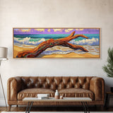 Driftwood Beach, Ocean Wave Art, Coastal Wall Art, Framed Canvas Print, Nature Home Decor, Relaxing Bathroom Art, Bedroom Art