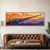 Fishing Pole, Ocean Cast, Sunset Waters, Canvas Print, fisherman gift, nautical wall art, rustic cabin decor, outdoor artwork