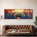 Autumn Forest Path, Colorful Fall Foliage Trail, Vibrant Nature Design, Framed Canvas Print, Cozy Hallway Art, Fall Living Room