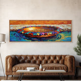 Gold Coins, Water Bowl, Vibrant Still Life, Framed Canvas Print, Kitchen Wall Art, Autumn Accent, Southwestern Art, Colorful Painting