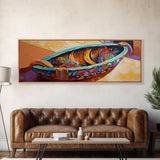 Colorful Fruit Bowl, Tropical Kitchen Art, Bright Banana Still Life, Framed Canvas Print, Boho Dining Room Wall Art