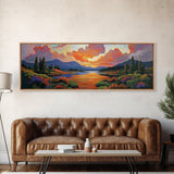 Sunset River, Nature Glow, Autumn Lake, Canvas Print, colorful sunset landscape, rustic mountain scene, Fall decor, cabin wall art