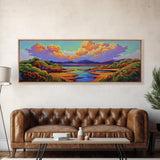 Serene River Sunset, Colorful Landscape Reflection, Nature Wall Scene, Framed Canvas Print, Bedroom Wall Art, Calming Scenic Artwork
