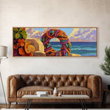 Coastal Wreath Art, Nautical Vibes, Colorful Rope, Framed Canvas Print, Beach House Wall Art, Summer Home Decor, Tropical Boho Art