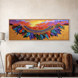 Feather Horizon, Sunset Sky, Southwest Landscape, Canvas Print, Boho Bedroom Wall Art, Eclectic Home Decor, Nature Inspired Art